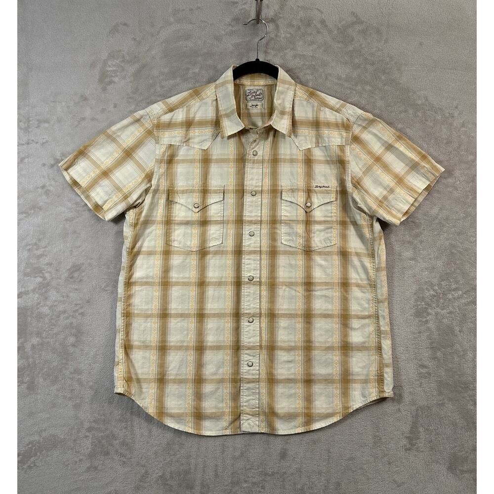 Lucky Brand Vintage Y2K Mens L Plaid Western Cowboy Pearl Snap Farm Rockabilly